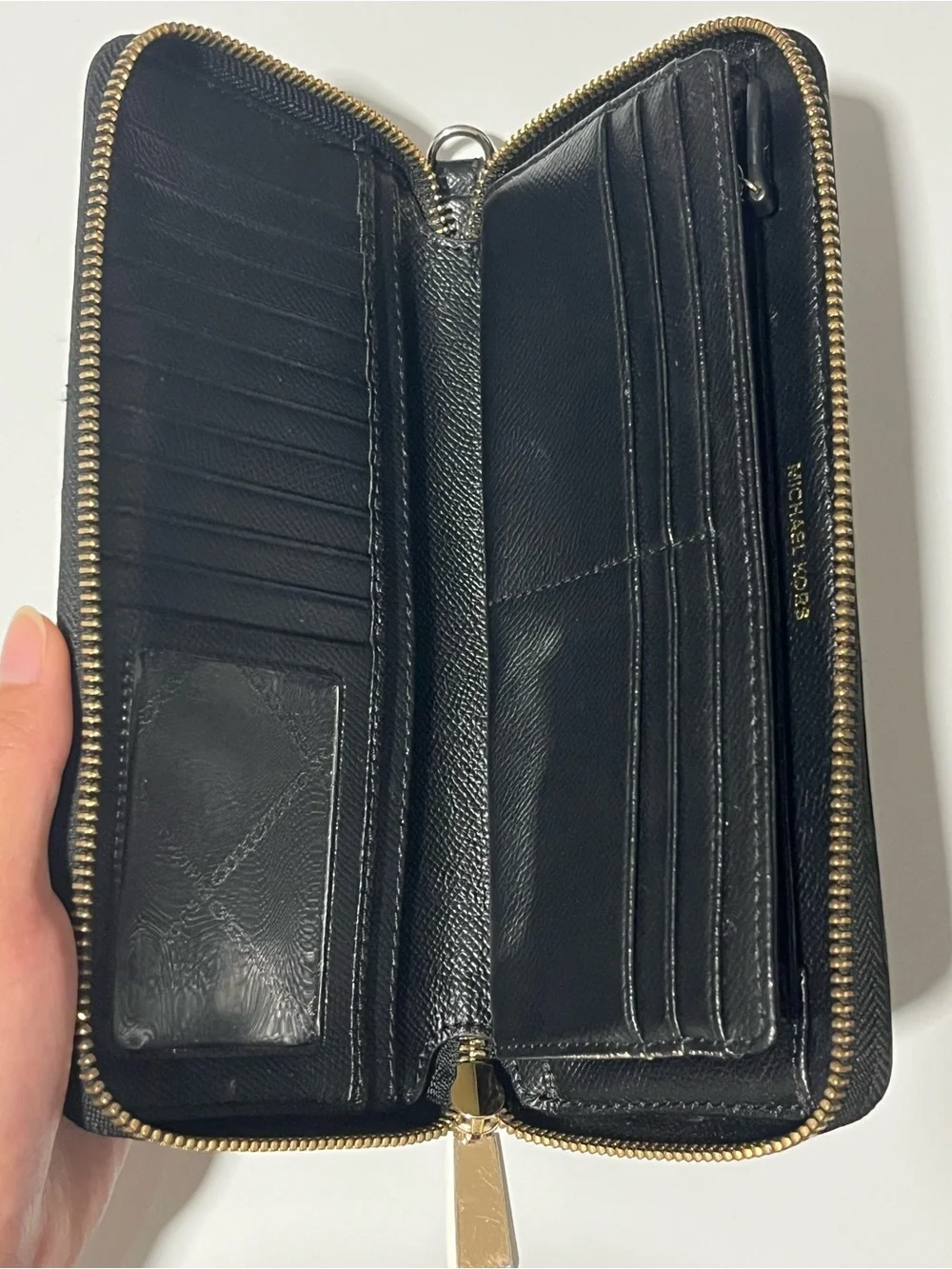 Michael Kors Jet Set Travel Large Black Leather Continental Wristlet Wallet